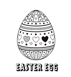 Easter Egg Hearts Pattern Coloring Sheet