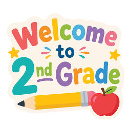 elcome To 2nd Grade Colorful Lettering With Pencil And Apple