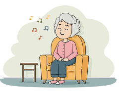 Elderly Woman Listening To Music