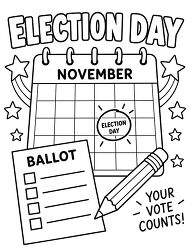 Election Day Calendar Ballot Coloring Page