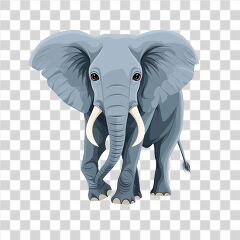 Elephant Standing Alone Against a White Background