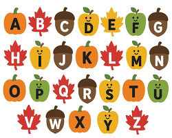 Fall Alphabet With Pumpkins Leaves Apples And Acorns
