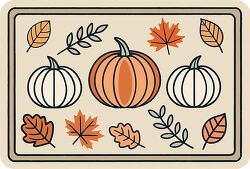 fall doormat with pumpkins and autumn leaves