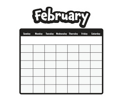February calendar black and white