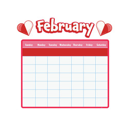 February calendar with hearts header