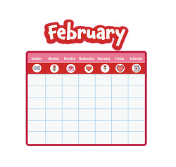 february calendar with valentines icons