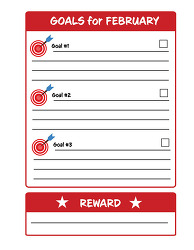 february goals worksheet kids reward tracker