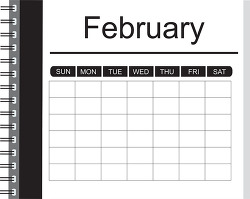 february notebook style outline calendar