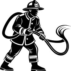 firefighter carrying hose silhouette