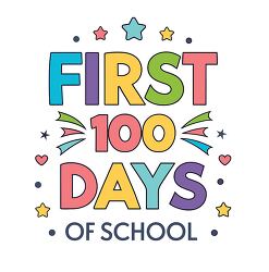 first 100 days of school colorful stars hearts design