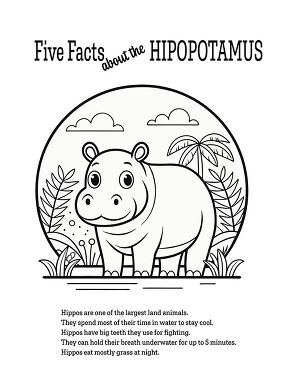 Five Facts About the Hippopotamus Coloring  Printable