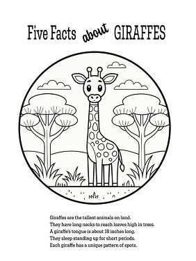 Five Fun Facts About Giraffes Coloring  Printable