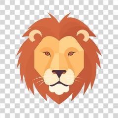 Flat Design Vector of a Lion Head in Transparent Style