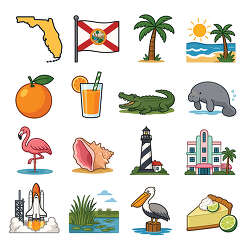 Florida state symbol icon set