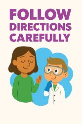Follow Directions Carefully Cartoon Educational Illustration