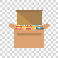 Food Drive Box Filled With Canned Goods for Charity