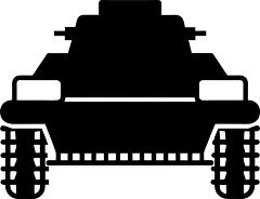 Front View Silhouette of a Military Tank