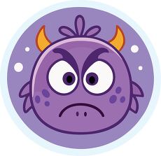 Frowning Purple Monster Cartoon Sticker