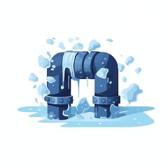 Frozen Pipes Bursting in Winter Cartoon Illustration