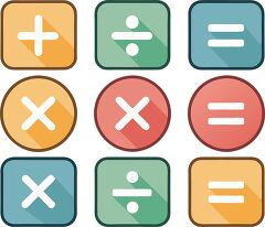 Fun and Colorful Math Symbols Arranged in a Grid Layout