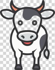 Fun Cheerful Cartoon Cow Standing With a Joyful Look