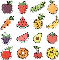 Fun Fruit Veggie Food Stickers