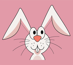 funny cartoon rabbit face on pink background