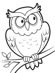 Funny Owl On Tree Branch Coloring Page