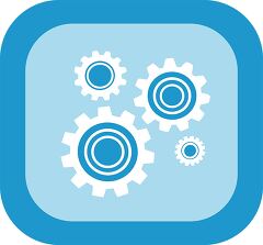 Gears in Motion Illustrated With a Blue Background