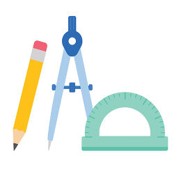 Geometry Tools With Pencil Compass And Protractor