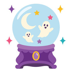 Ghost Crystal Ball With Moon and Stars
