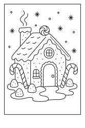 Gingerbread cottage coloring page