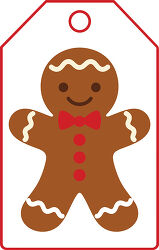 Gingerbread Man With Red Bow Tie Christmas Gift Tag