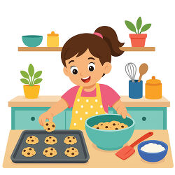 Girl Baking Chocolate Chip Cookies