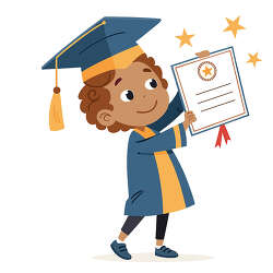 Girl graduate holding diploma cartoon