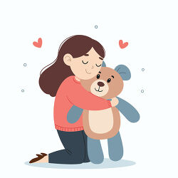 Girl Hugging Teddy Bear