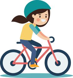 Girl Joyfully Biking in Helmet