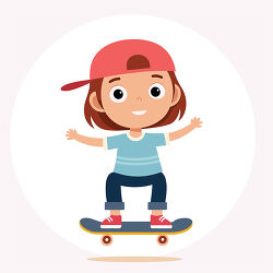 girl riding skateboard red cap