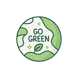 go green earth badge logo design