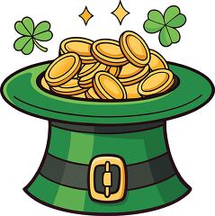 Gold Coins in Leprechaun Hat for St Patricks Day