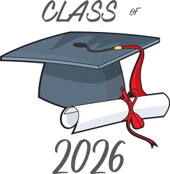 graduate class of 2026 cap diploma clipart
