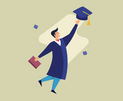 Graduate Holding Diploma And Graduation Cap