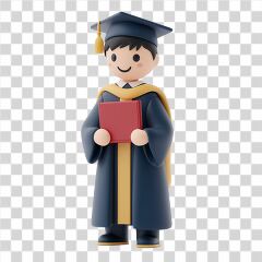 Graduating Student in Gown Holding Diploma Wearing Cap