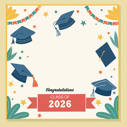 Graduation Cap Border Frame Class Of 2026 Banner Clipart