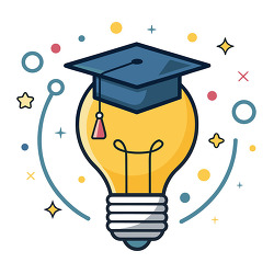 Graduation Cap On Light Bulb Idea Icon