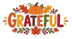 Grateful Word Art With Pumpkin And Fall Leaves