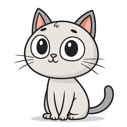 Gray Kitten Sitting With Oversized Round Eyes