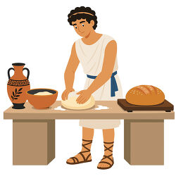 Greek Baker Kneading Dough