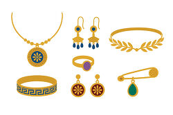 greek gold jewelry accessories set