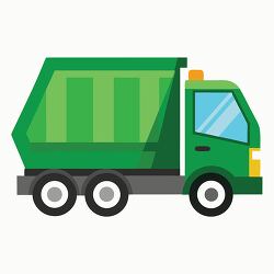 green garbage truck side view